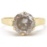 18ct gold clear stone solitaire ring, the stone approximately 8.50mm in diameter, size M, 3.8g