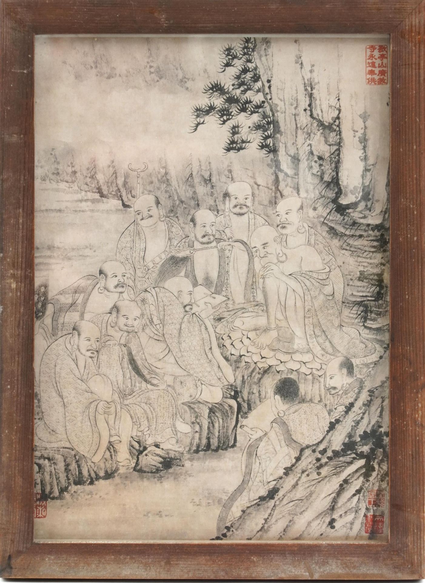 Four Chinese pictures of offerings to the gods, each framed and glazed, each 29cm x 20cm excluding - Image 9 of 24