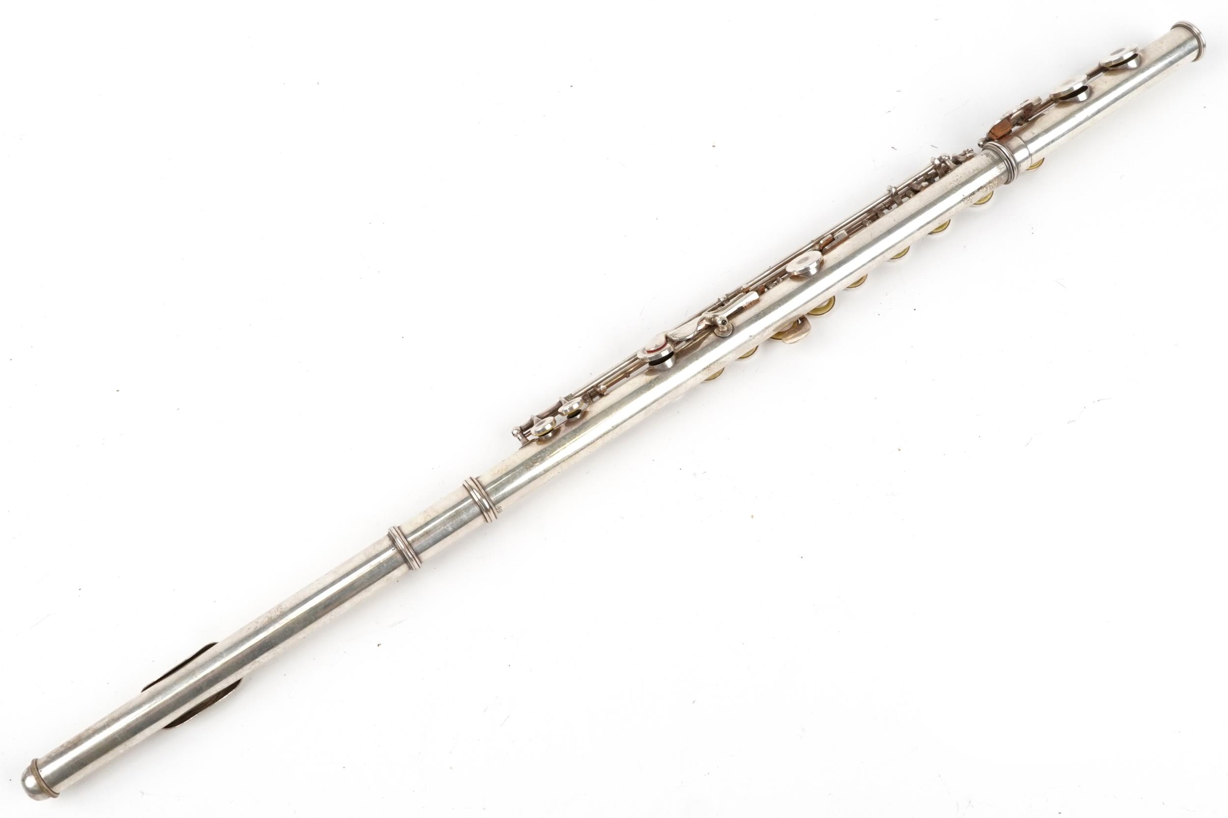 I M Grassi, Italian silver plated three piece flute housed in a fitted case, numbered 5136 - Image 3 of 3