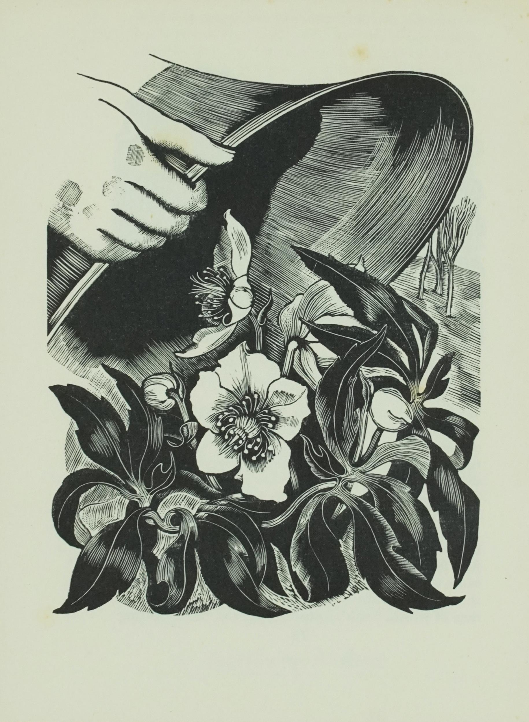 John Nash - Flowers and faces, wood engraving inscribed The Golden Cockerel Press Prospectus 1935