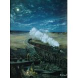 Max Jacquiard - A Campfire and Hard Times, railway interest signed fine art giclée print on canvas