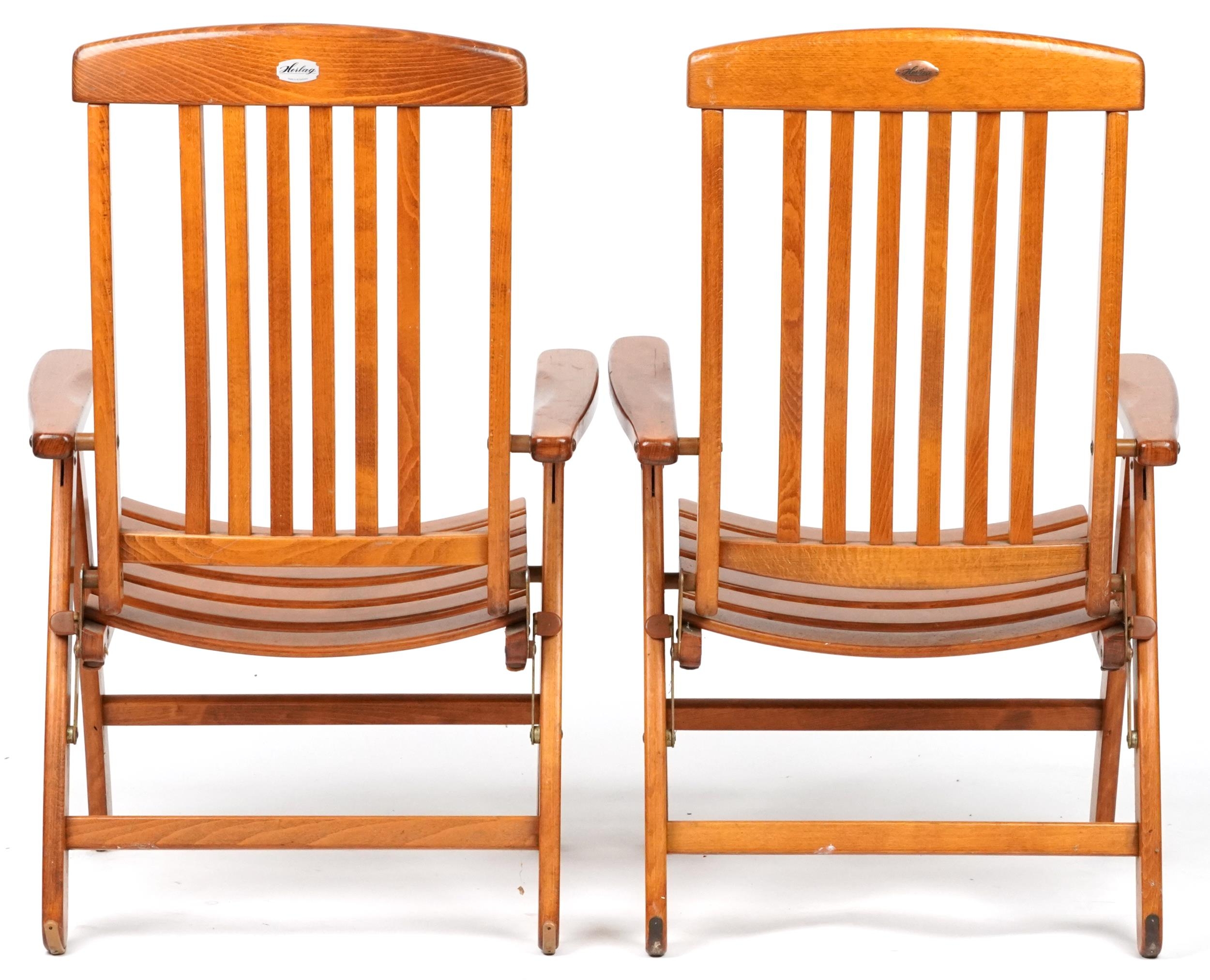 Herlag, pair of West German teak folding chairs, each 102cm high - Image 4 of 6