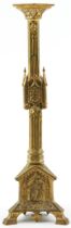 Large Victorian brass altar candlestick, 60cm high