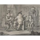 W H Bunbury Esq. - Sir Andrew Aguecheek, Sir Toby Belch and The Clown, black and white print,