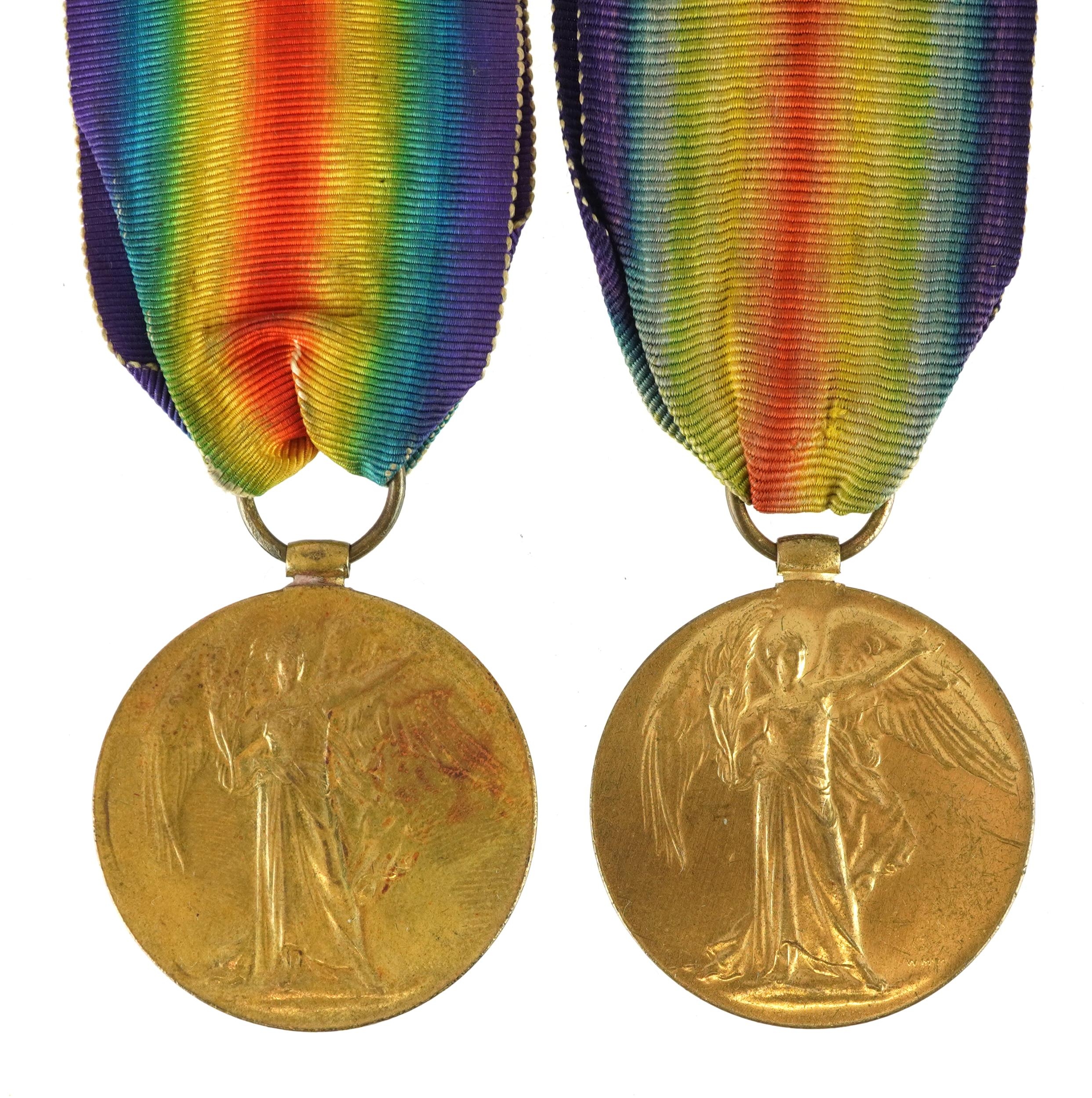 Two British military World War I medals awarded to J COTTON. DH.R.N.P and PTE J.W.CRAGGA. S.C