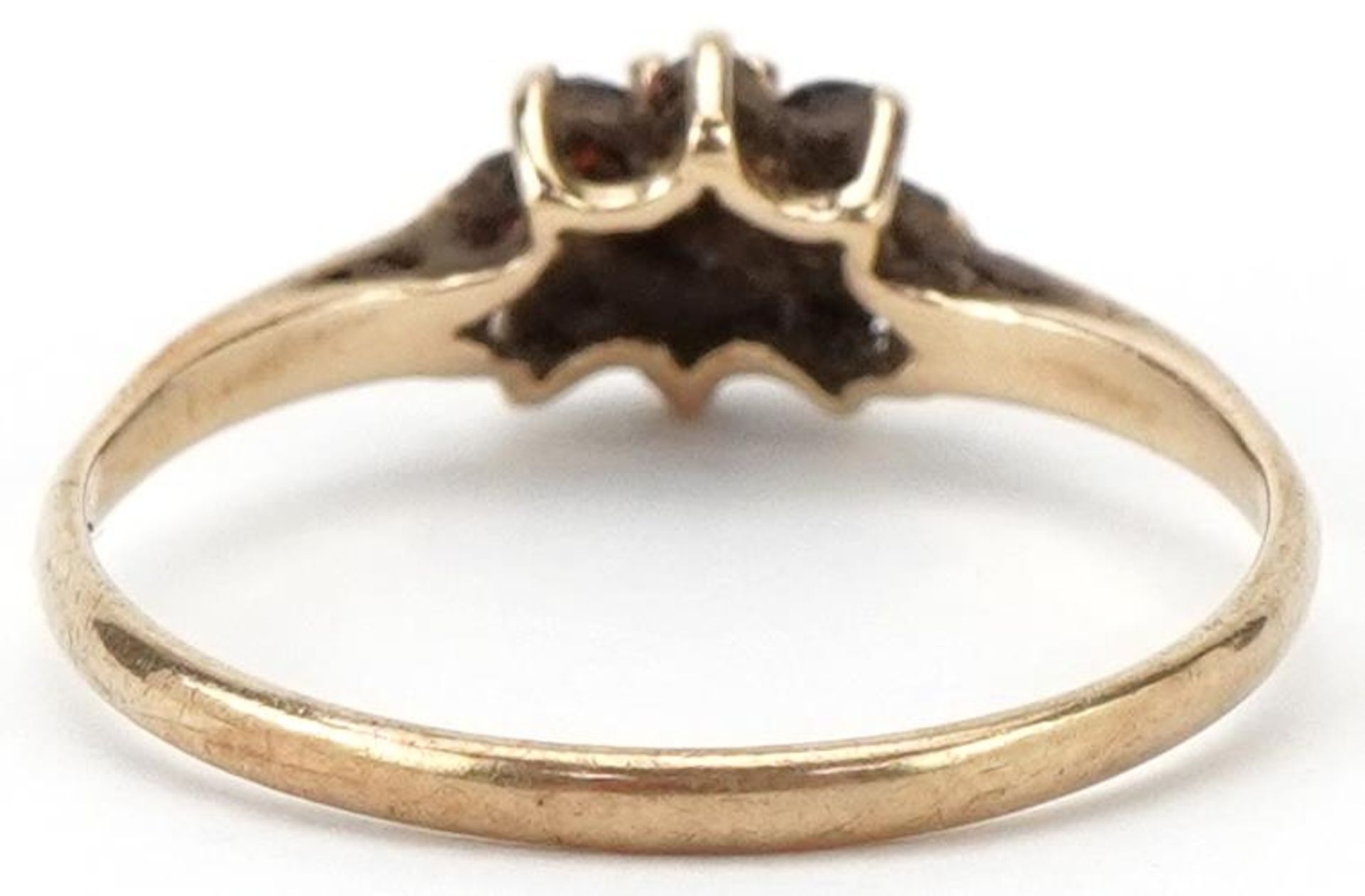 9ct gold Bohemian garnet cluster ring, size N, 1.3g - Bild 2 aus 4
