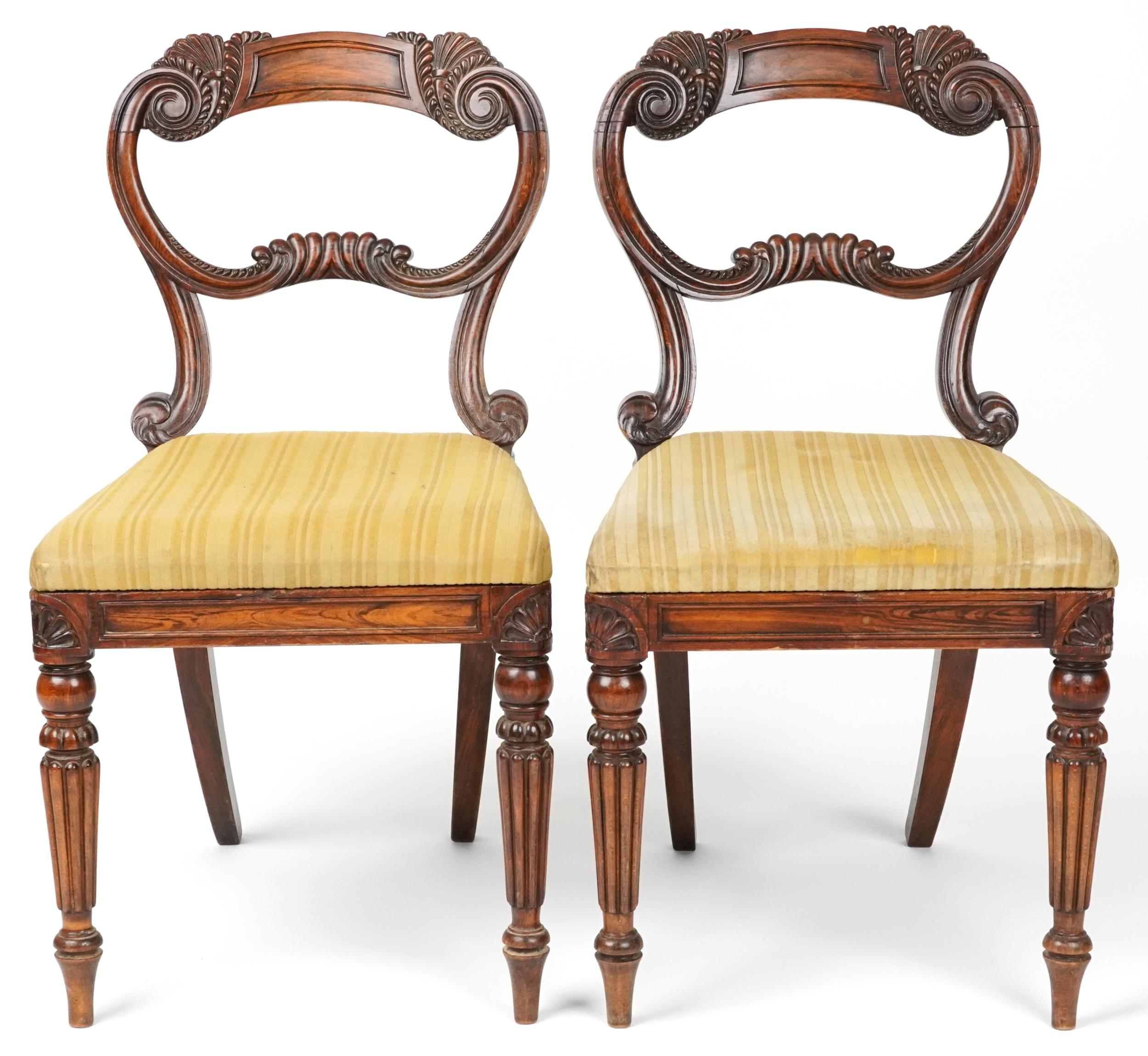 Pair of Victorian carved rosewood occasional chairs with tapestry upholstered cushioned seats on - Image 2 of 4