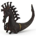 Batak bronze vessel in the form of a seahorse, 14cm in length