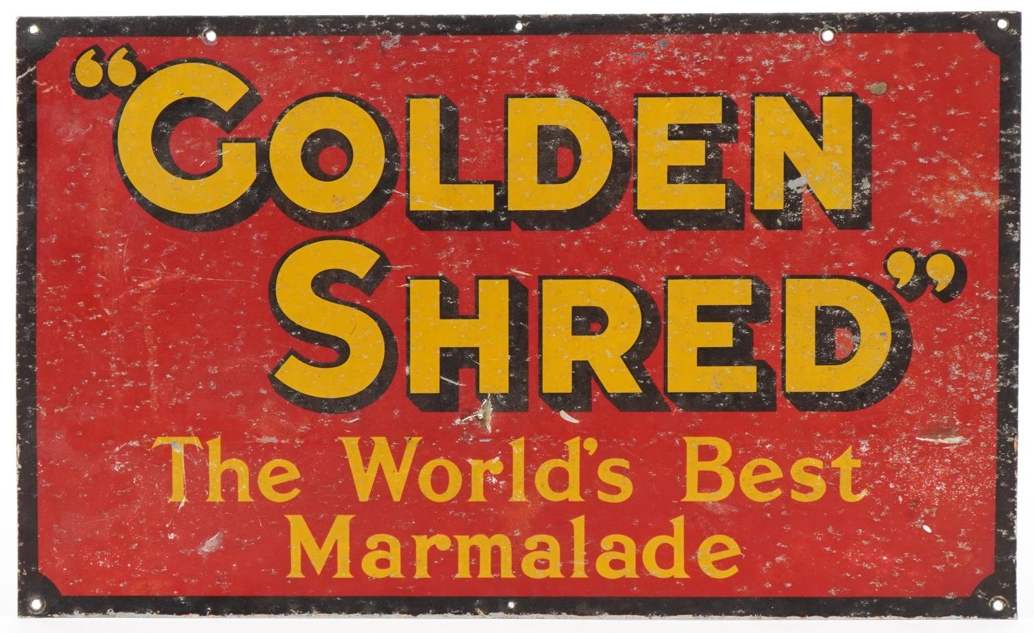 Golden Shred the World's Best Marmalade tin advertising wall sign, 38cm x 23cm