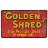 Golden Shred the World's Best Marmalade tin advertising wall sign, 38cm x 23cm