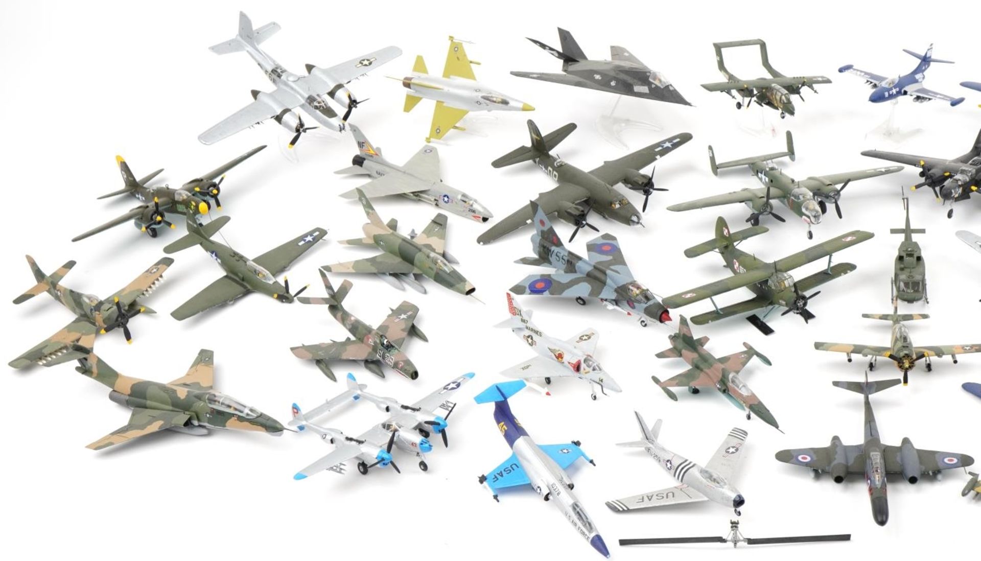 Collection of scratch built model military aircraft, the largest 40cm wide - Image 2 of 4