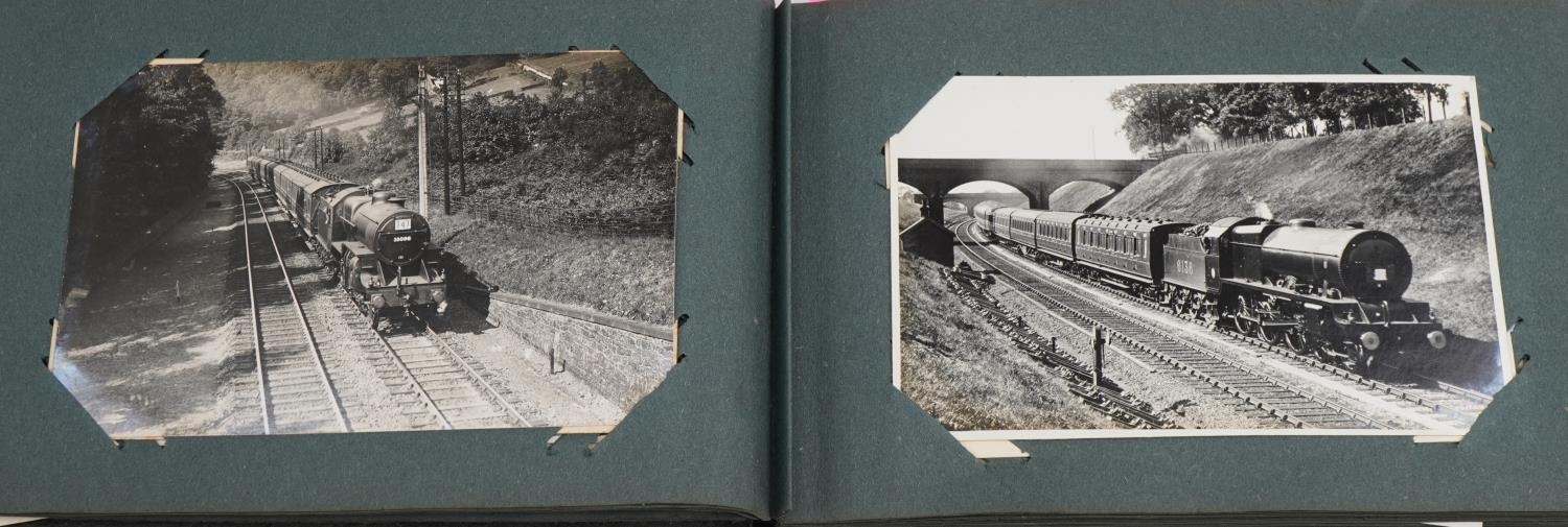 Railway items including postcards of trains arranged in two albums, British Railways torch and a - Image 10 of 15