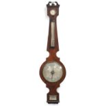 19th century rosewood wall barometer thermometer with silvered dials, one inscribed Burt Court C,