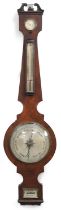 19th century rosewood wall barometer thermometer with silvered dials, one inscribed Burt Court C,