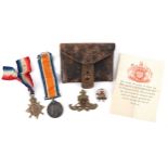 British military World War I medals awarded to W.J.A.BROWN A.S.C Mons Star and CPL.W.J.A.BROWNA.S.