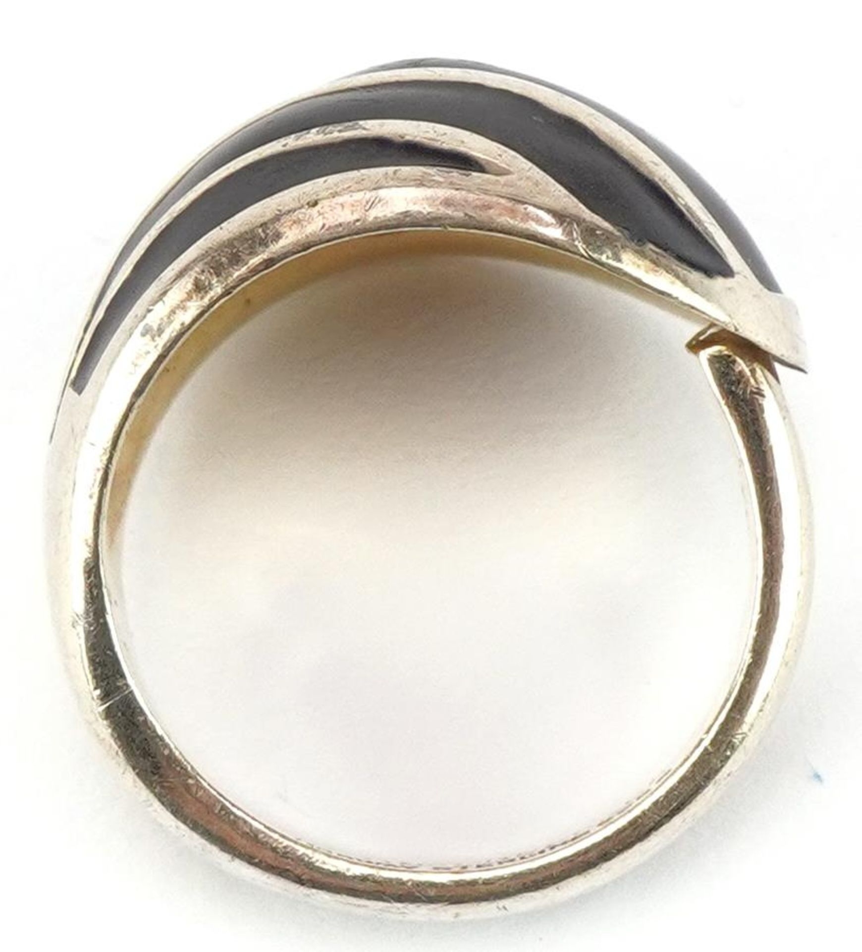 David Andersen, mid century Norwegian 925S sterling silver and black enamel ring, size K, 7.0g - Image 3 of 4