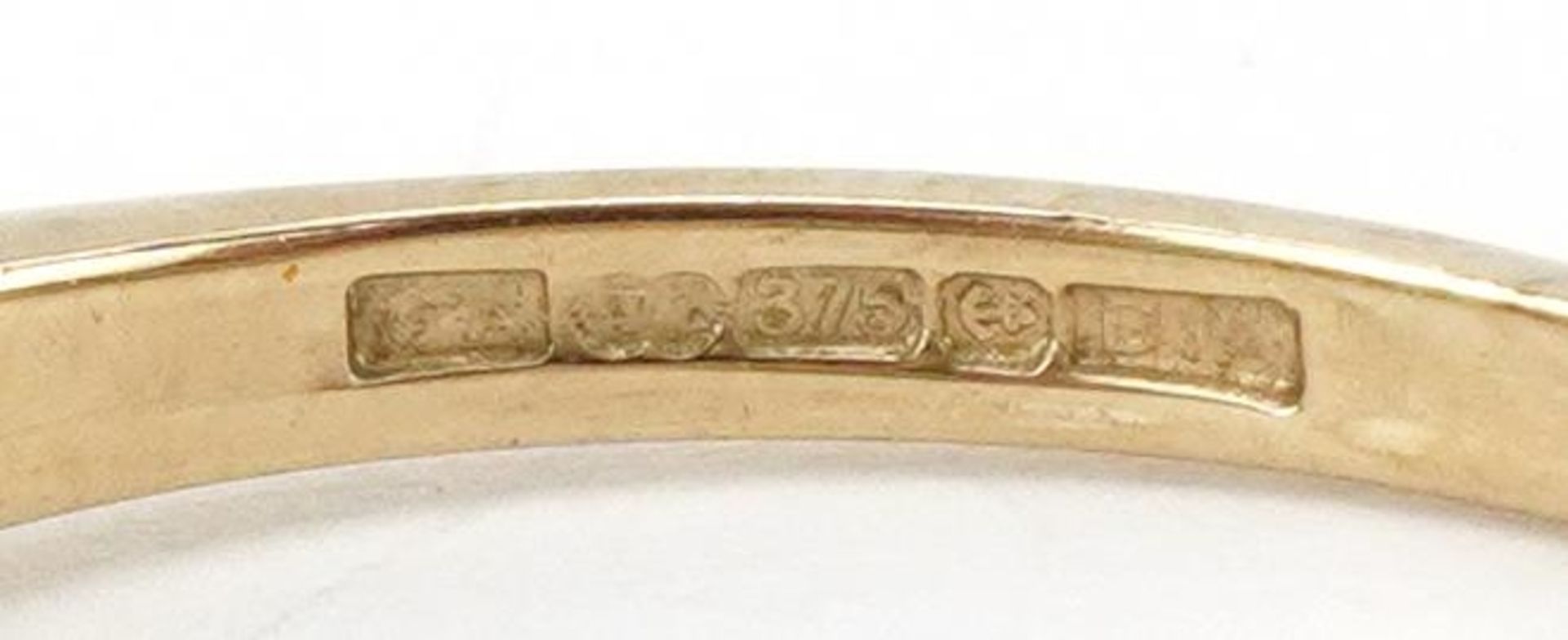 9ct gold diamond and emerald half eternity ring, size N/O, 1.6g - Bild 4 aus 4