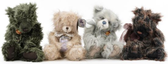 Four large Charlie teddy bears including Mia bear with certificate numbered 1421/1500, the largest