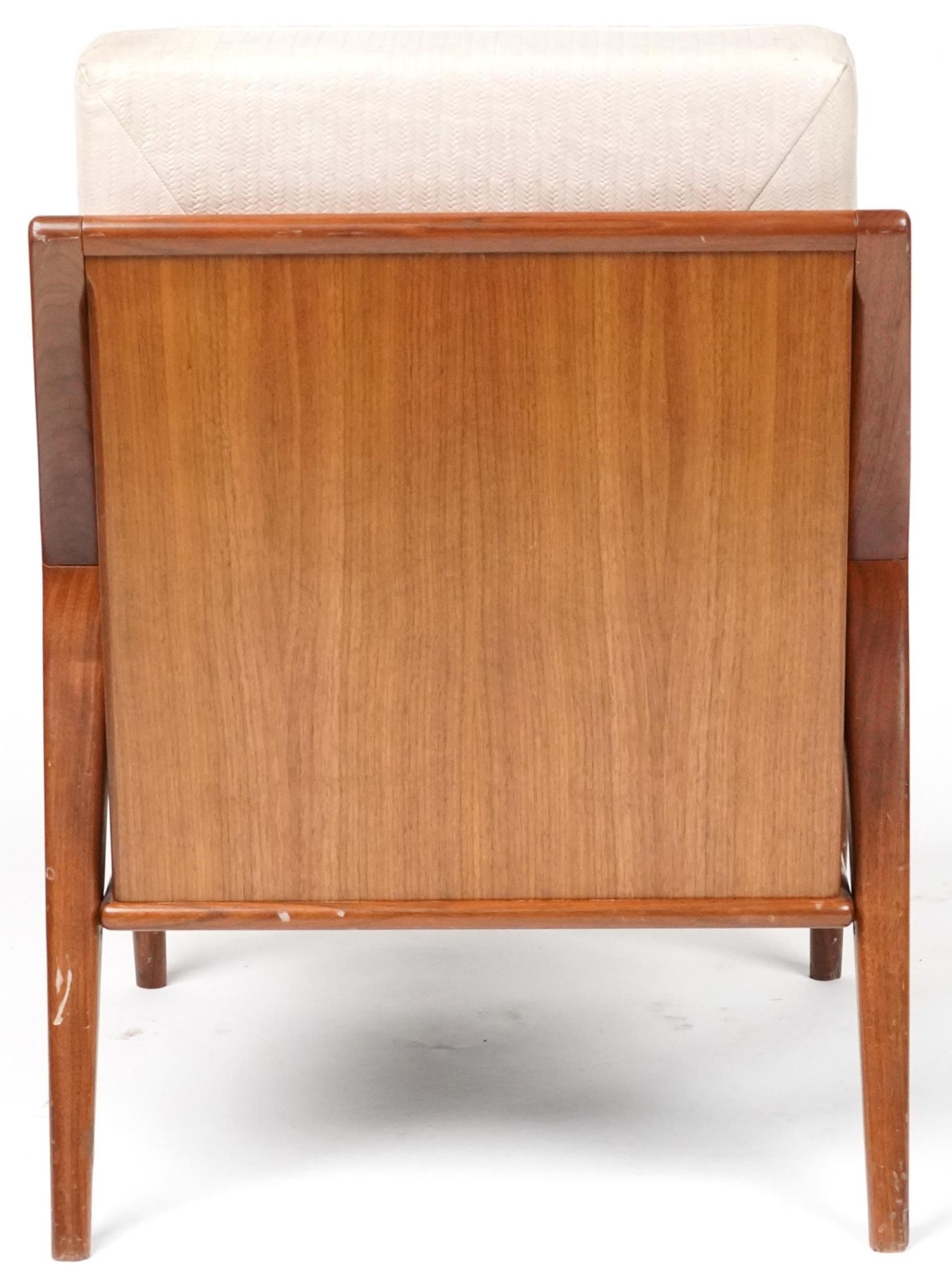 Scandinavian design hardwood lounge chair having cream upholstered back and seat, 86cm H x 62.5cm - Image 4 of 4