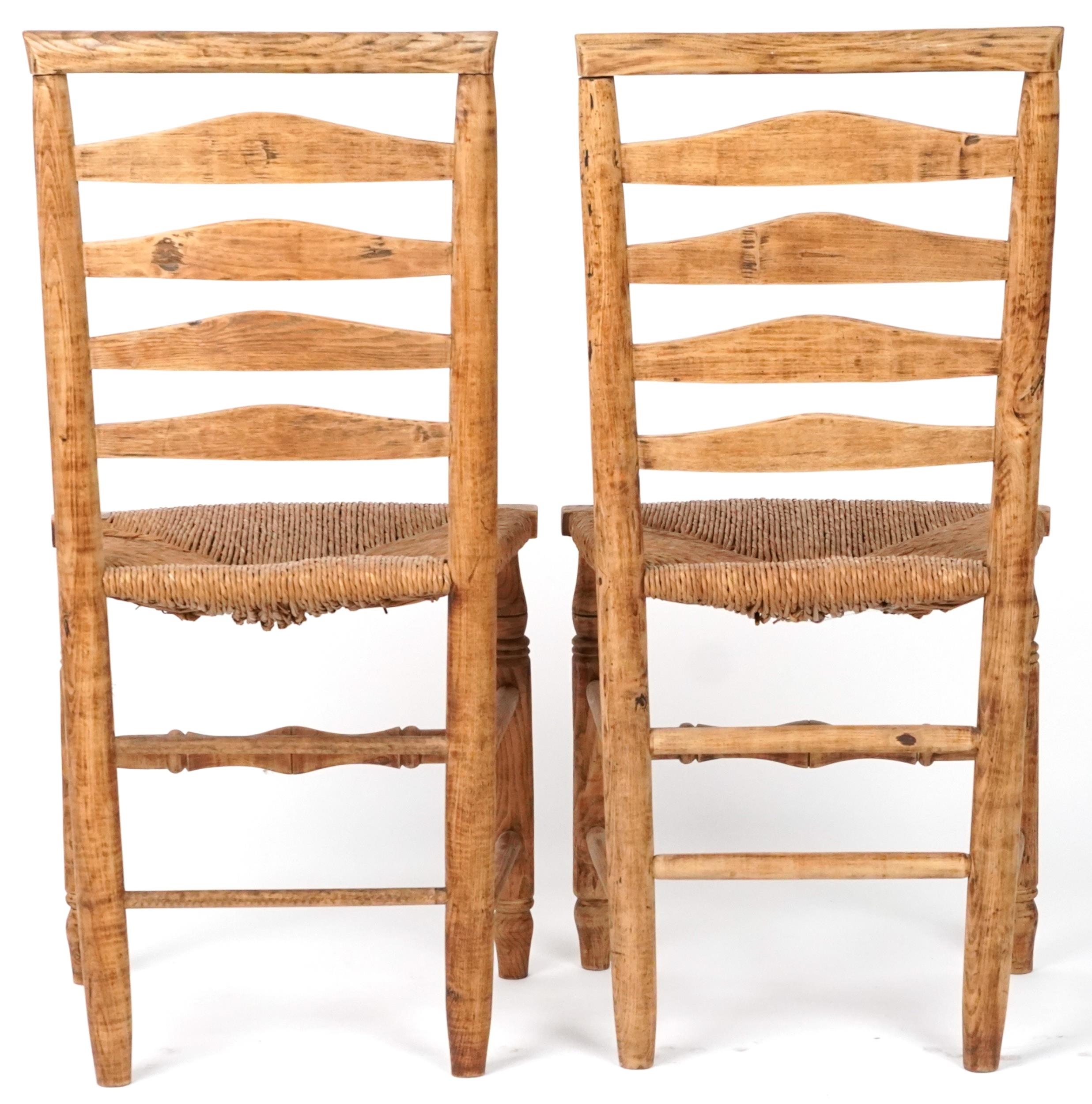 Pair of beech ladderback chairs with cane seats, each 93cm high - Image 4 of 4