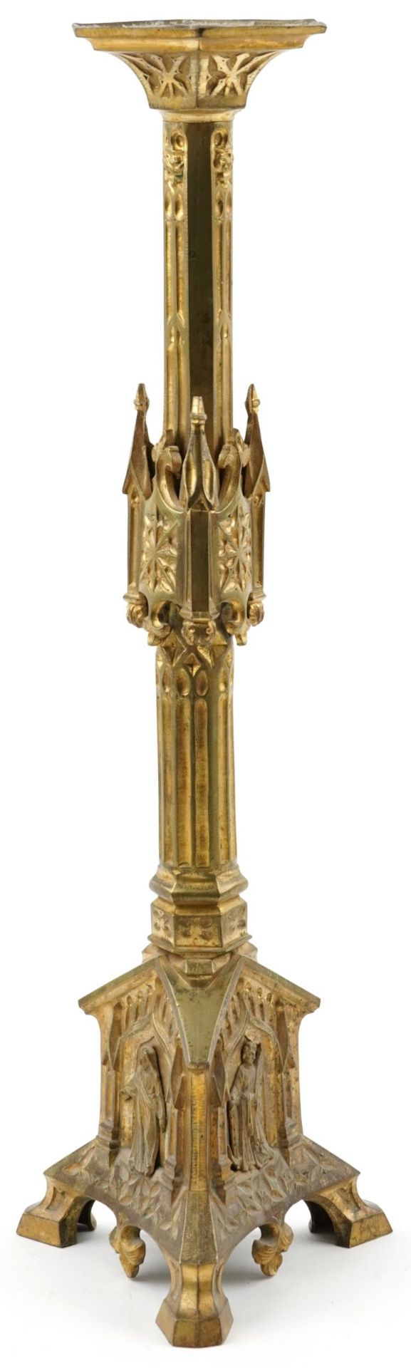 Large Victorian brass altar candlestick, 60cm high - Bild 2 aus 3