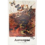 Vintage French Railways Auvergne travel poster designed by Salvador Dali printed in France, for