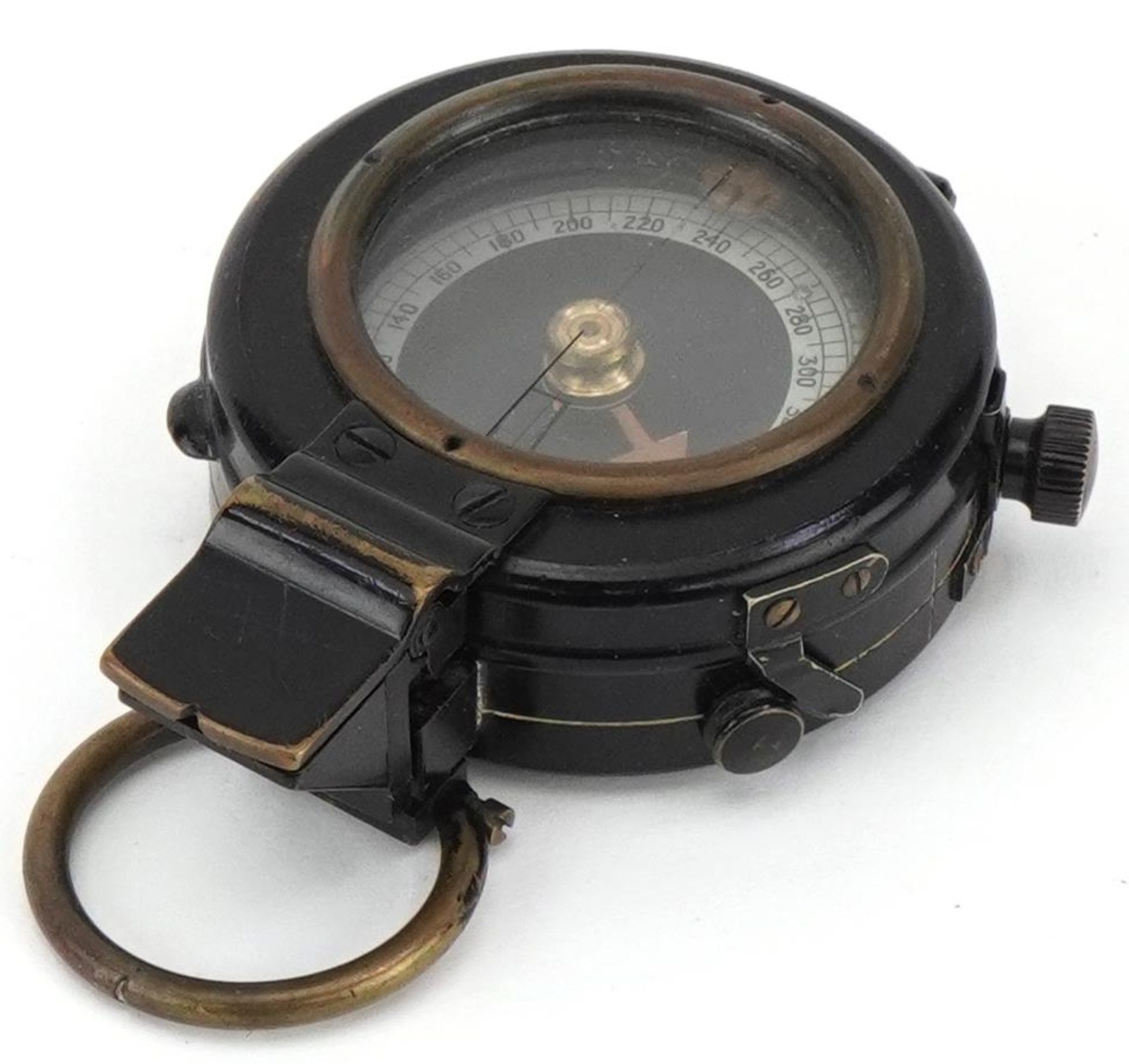 Military interest World War I compass housed in a leather case, Pat. Appd For, 5cm in diameter - Bild 2 aus 5