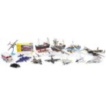 Collection of scratch built model military aircraft and model boats
