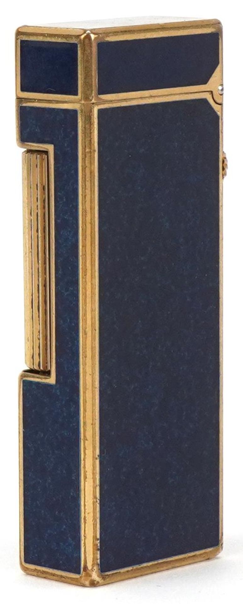 Vintage Dunhill gold plated lapis lazuli pocket lighter with case - Bild 2 aus 4