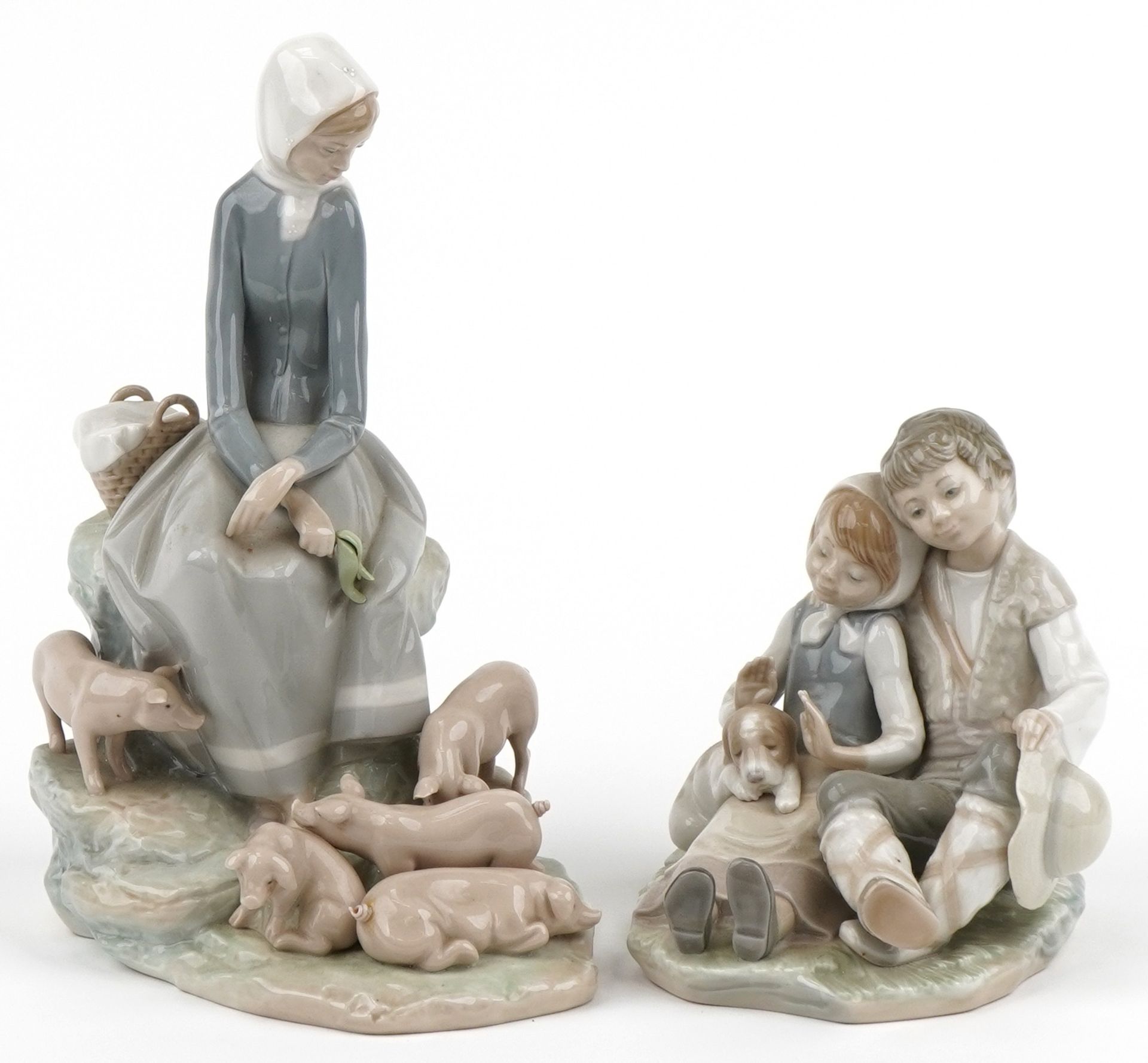 Two Lladro figure groups with boxes comprising Figurine Precocious 4856 and girl with piglets - Bild 2 aus 4