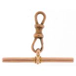 9ct rose gold T bar with dog clip clasp, 3.5cm wide, 3.4g