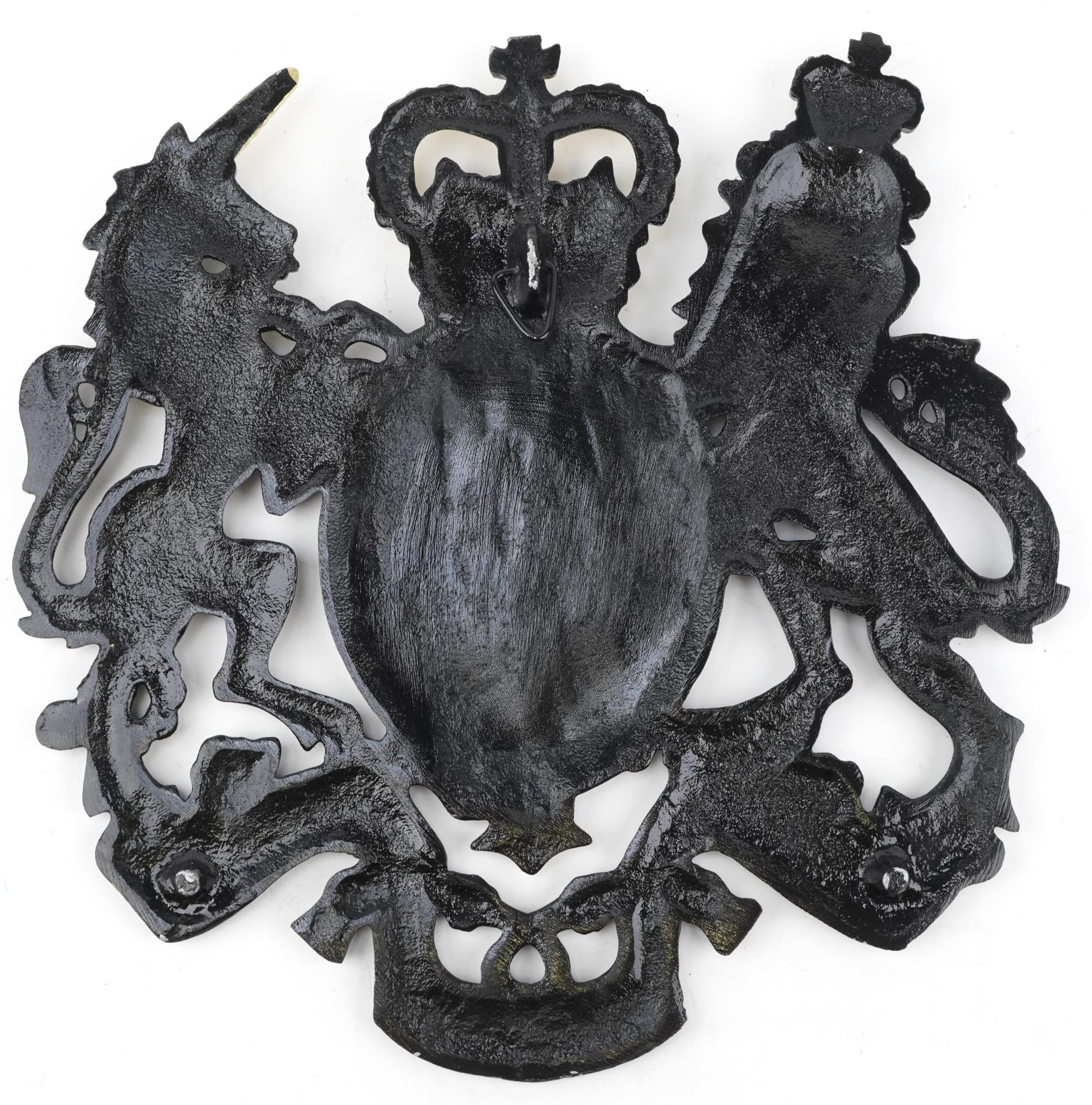 Wrought iron United Kingdom royal heraldic crest wall plaque, 49cm high - Bild 2 aus 2