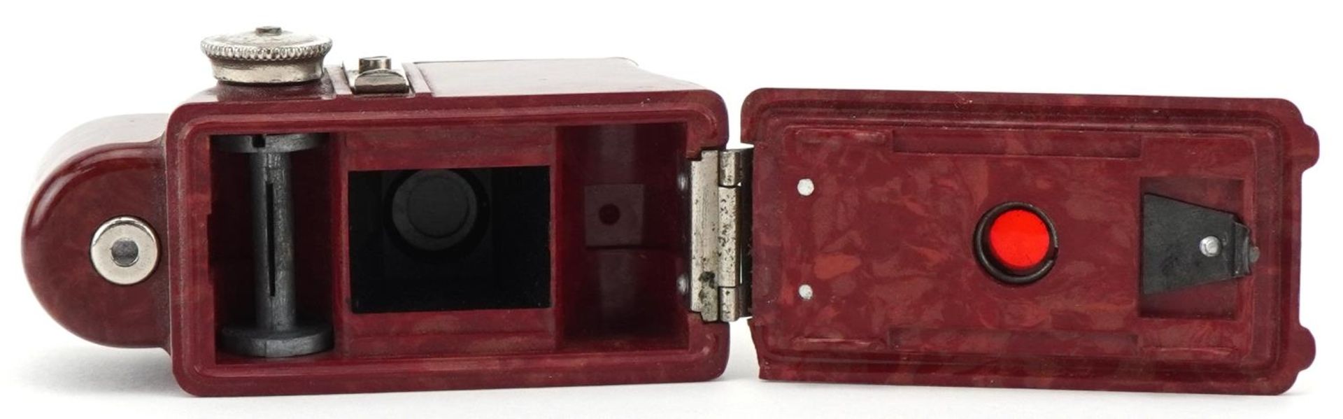 Burgundy Coronet Midget camera, 6cm high - Bild 3 aus 4