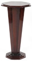 Art Deco style octagonal rosewood effect side pedestal with tapering column, 78.5cm high