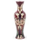 Moorcroft pottery baluster table lamp base hand painted and tubelined in the Masquerade pattern,