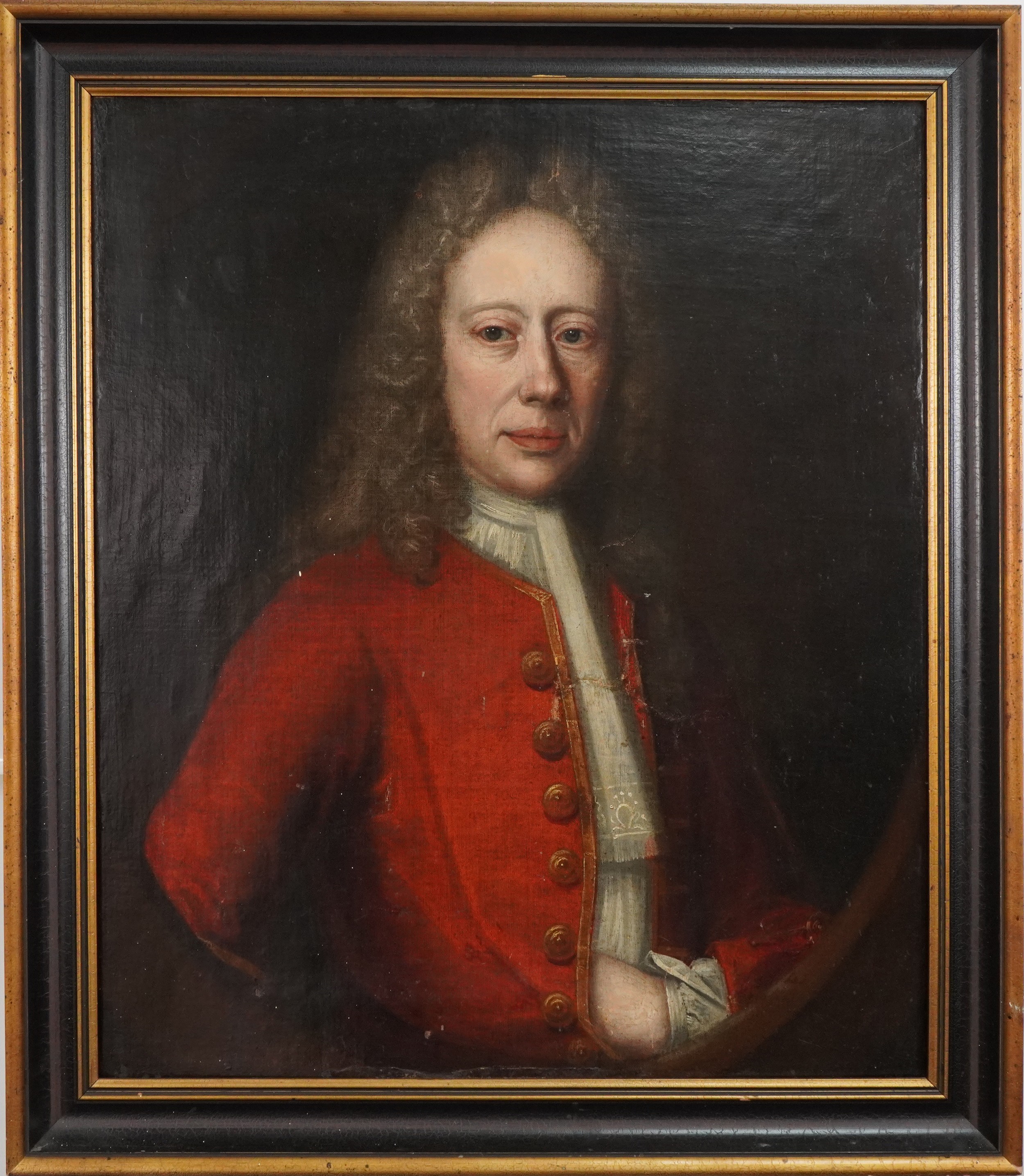 Portrait of a Georgian gentleman by unknown artist, oil on canvas in a gilt and black frame, 74cm - Image 2 of 4