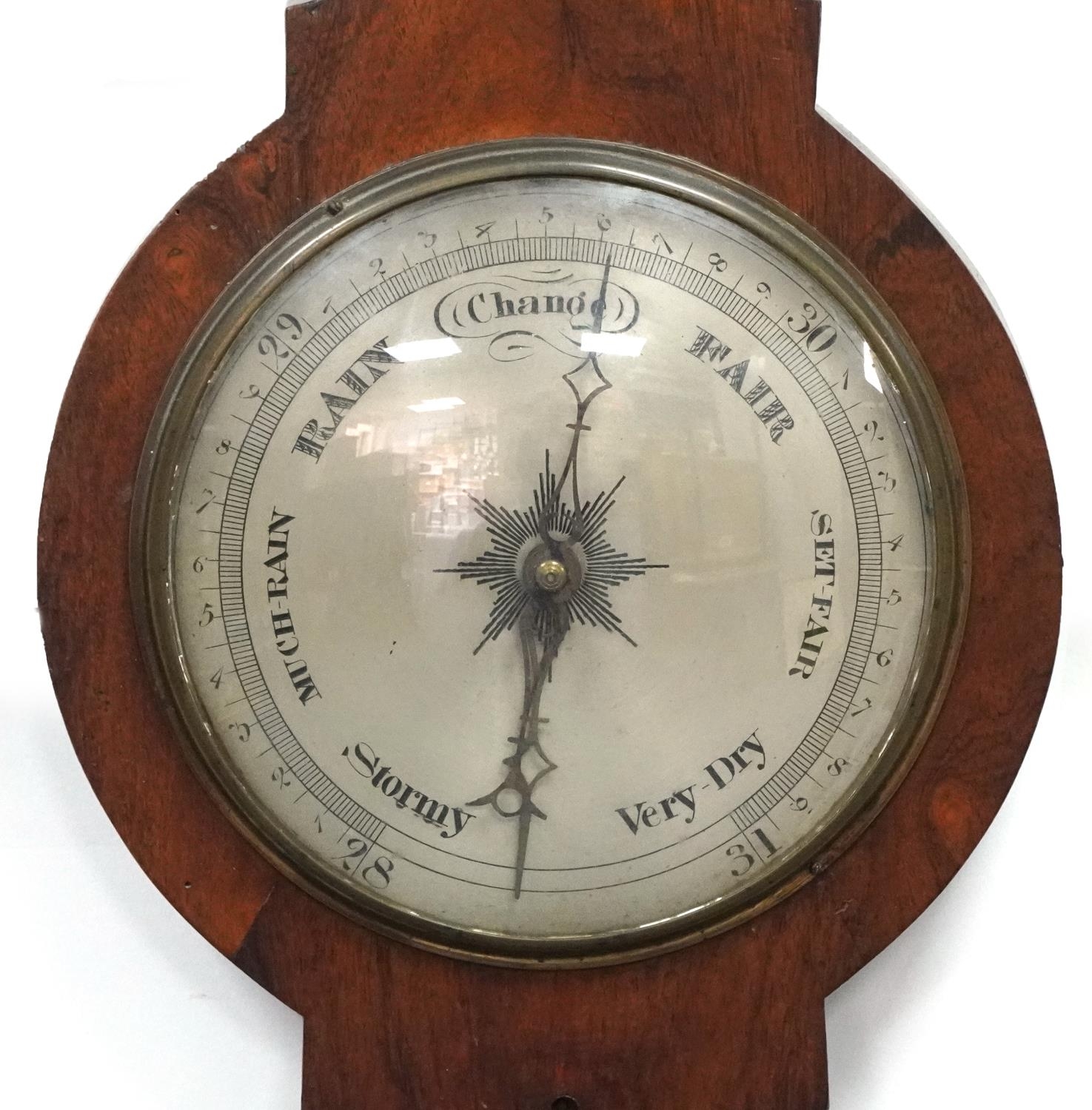 19th century rosewood wall barometer thermometer with silvered dials, one inscribed Burt Court C, - Image 3 of 6