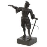 Victorian bronze statue of a hunter possibly by Emile Louis Picault, 32cm high