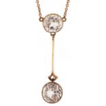 9ct gold white sapphire necklace, 40cm in length, 3.6g