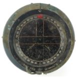 Military interest type P8M flight compass with Air Ministry plaque numbered 148230, 14cm in diameter