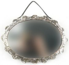 Turkish silver vanity mirror, 25cm wide