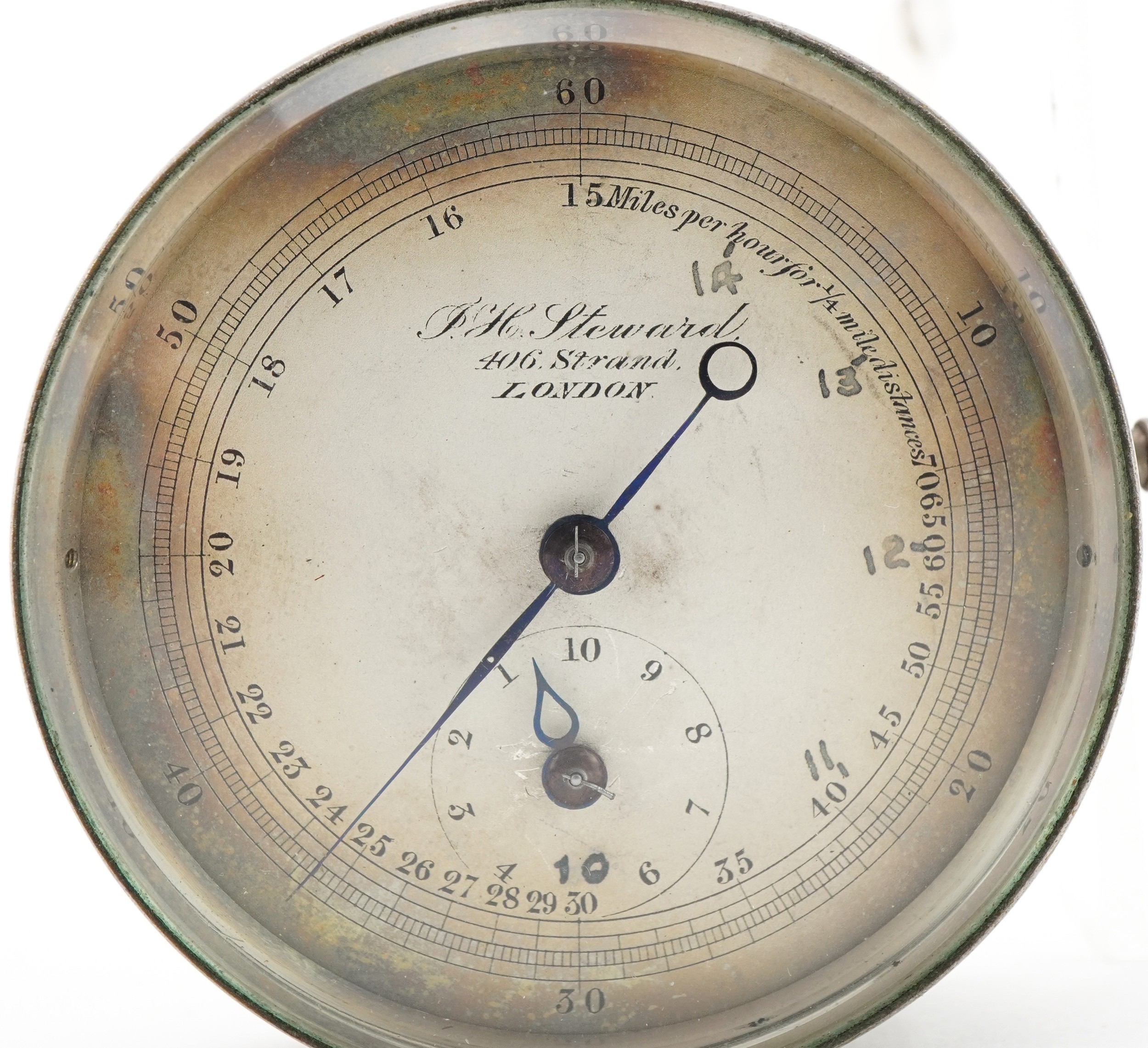 F H Steward, 406 Strand London stopwatch with silvered dial possible military connection, housed - Image 3 of 6