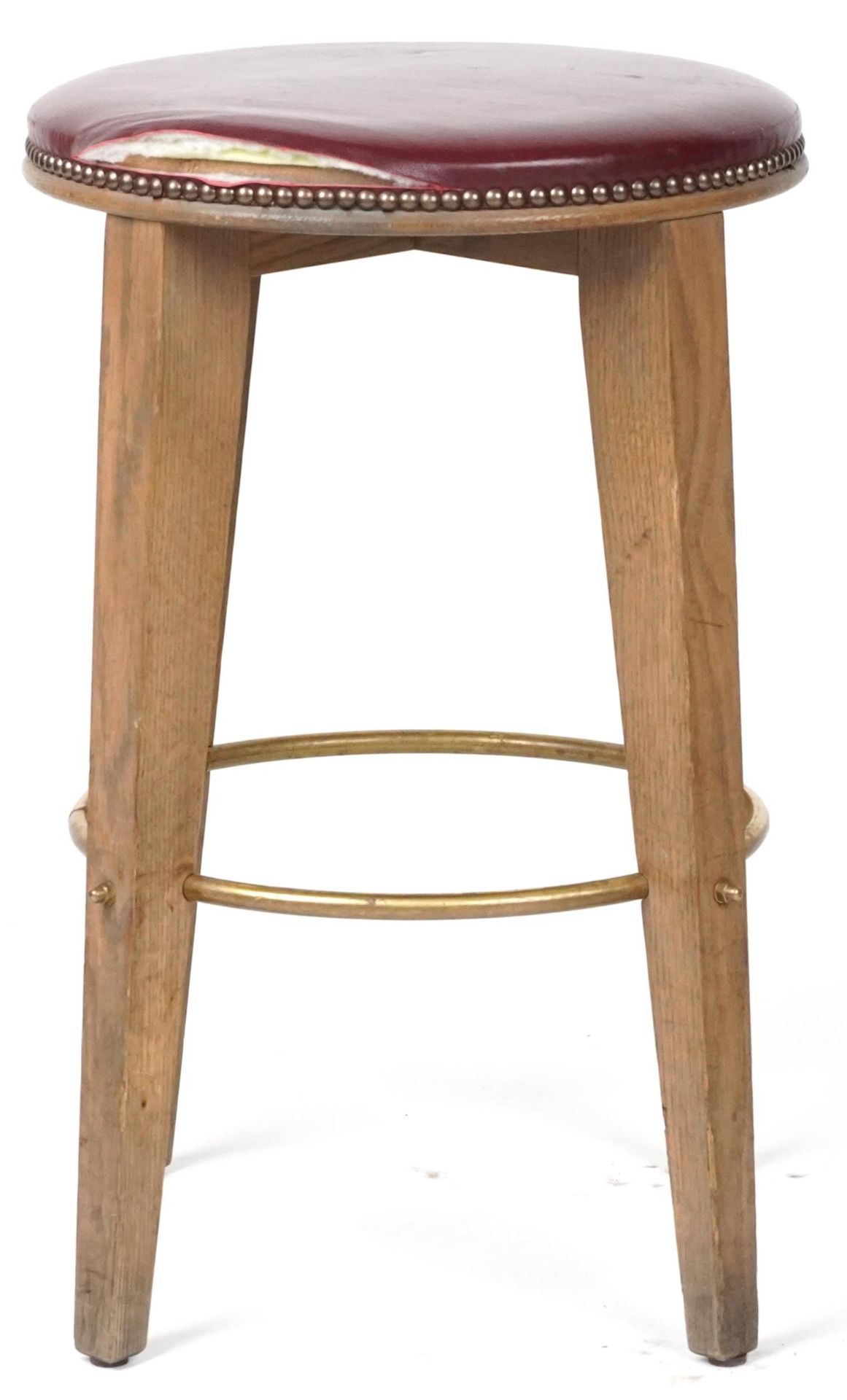 Contemporary breakfast bar stool with burgundy leather upholstered padded seat, 64cm high - Image 3 of 3