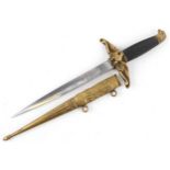 Hungarian military interest air force dagger with scabbard and steel blade impressed Meszaros
