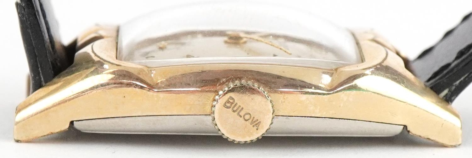 Bulova, gentlemen's gold plated manual wind wristwatch having silvered dial with Arabic numerals, - Image 6 of 6