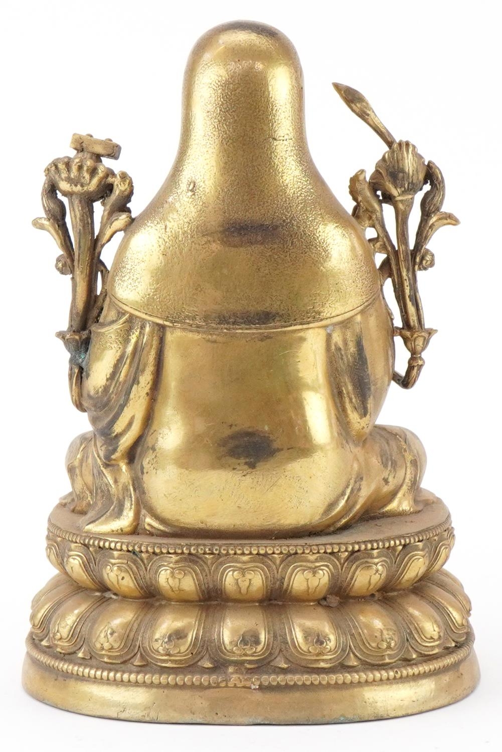 Chino Tibetan gilt bronze Buddha, 24cm high - Image 4 of 7