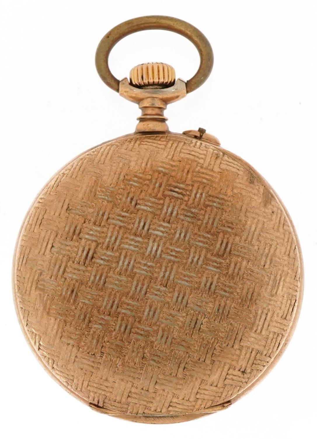 Art Deco style gentlemen's gold plated open face keyless pocket watch having silvered and subsidiary - Image 2 of 4