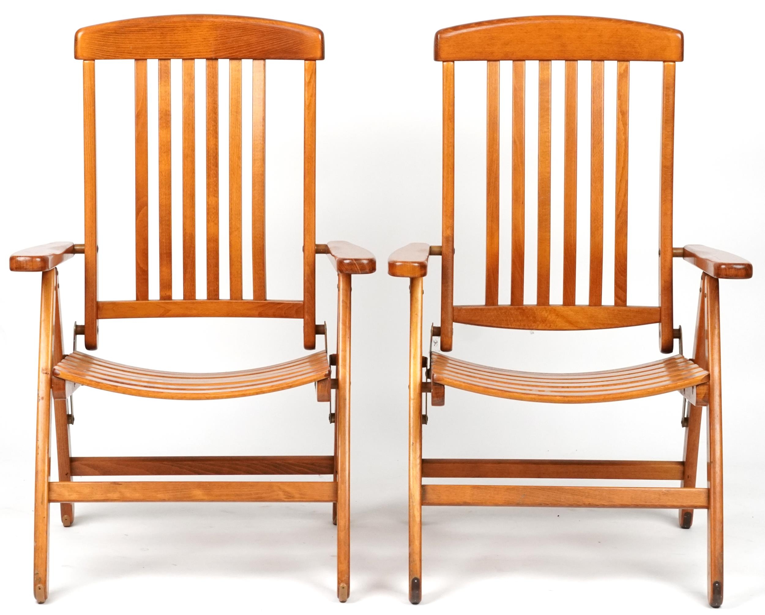 Herlag, pair of West German teak folding chairs, each 102cm high - Image 2 of 6