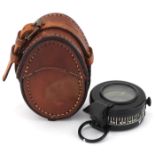 Military interest British army officer's compass in leather case, H Browne & Son Limited Barking and