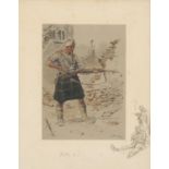 Jock KI- World War I interest Snaffles print, framed in contemporary oak frame, 43cm x 34cm